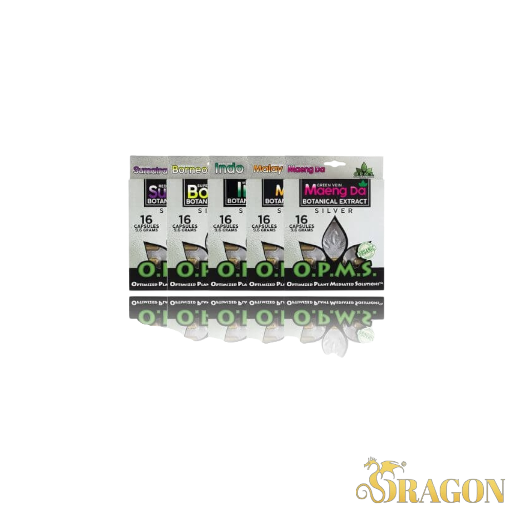 OPMS Silver Kratom Capsules 9.6g (16 Count Blister Pack)