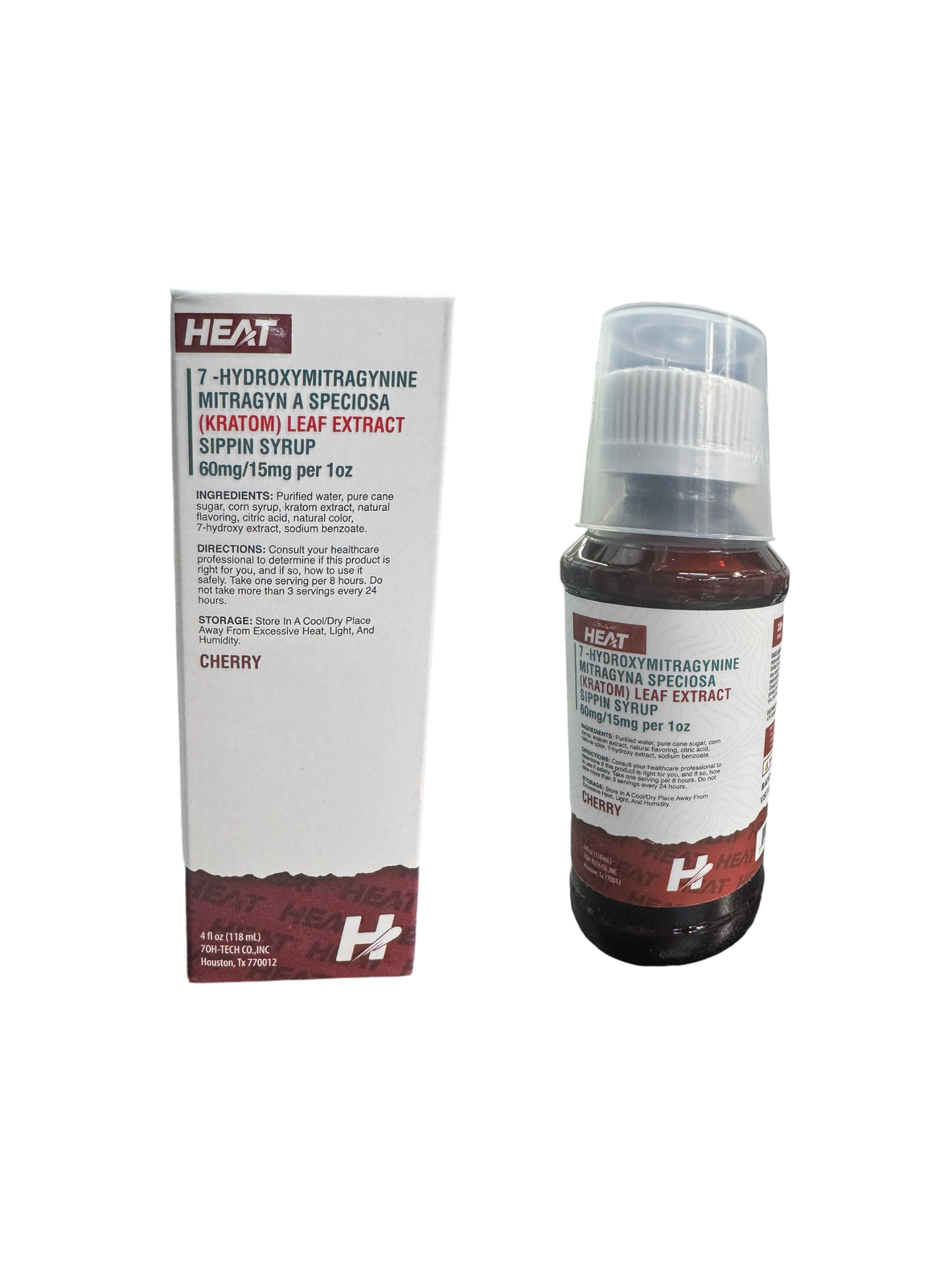 Heat 60mg 7-Hydroxymitragynine Kratom Cherry Sipping Syrup