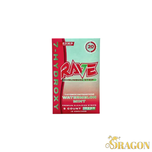 Rave 7-Hydroxy Kratom Strips 20mg (5 Count Blister Pack)