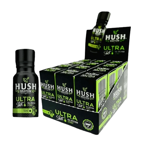 Hush 10ml 12 Count Box Mitragynine Kratom Ultra Full Spectrum Extract Shot